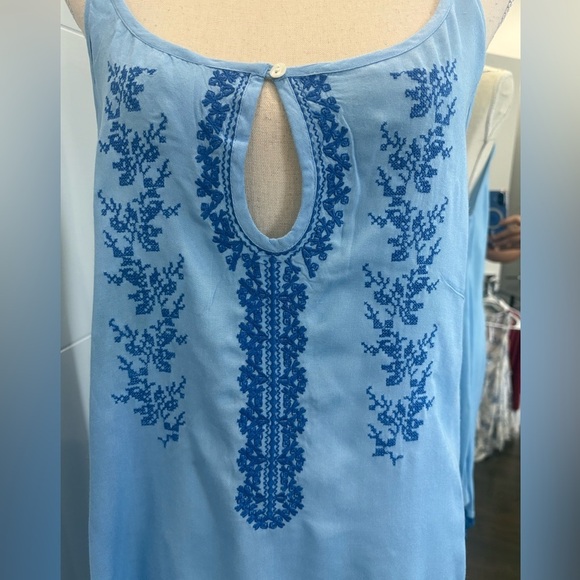 Blue Embroidered High Low Dress - Picture 4 of 17